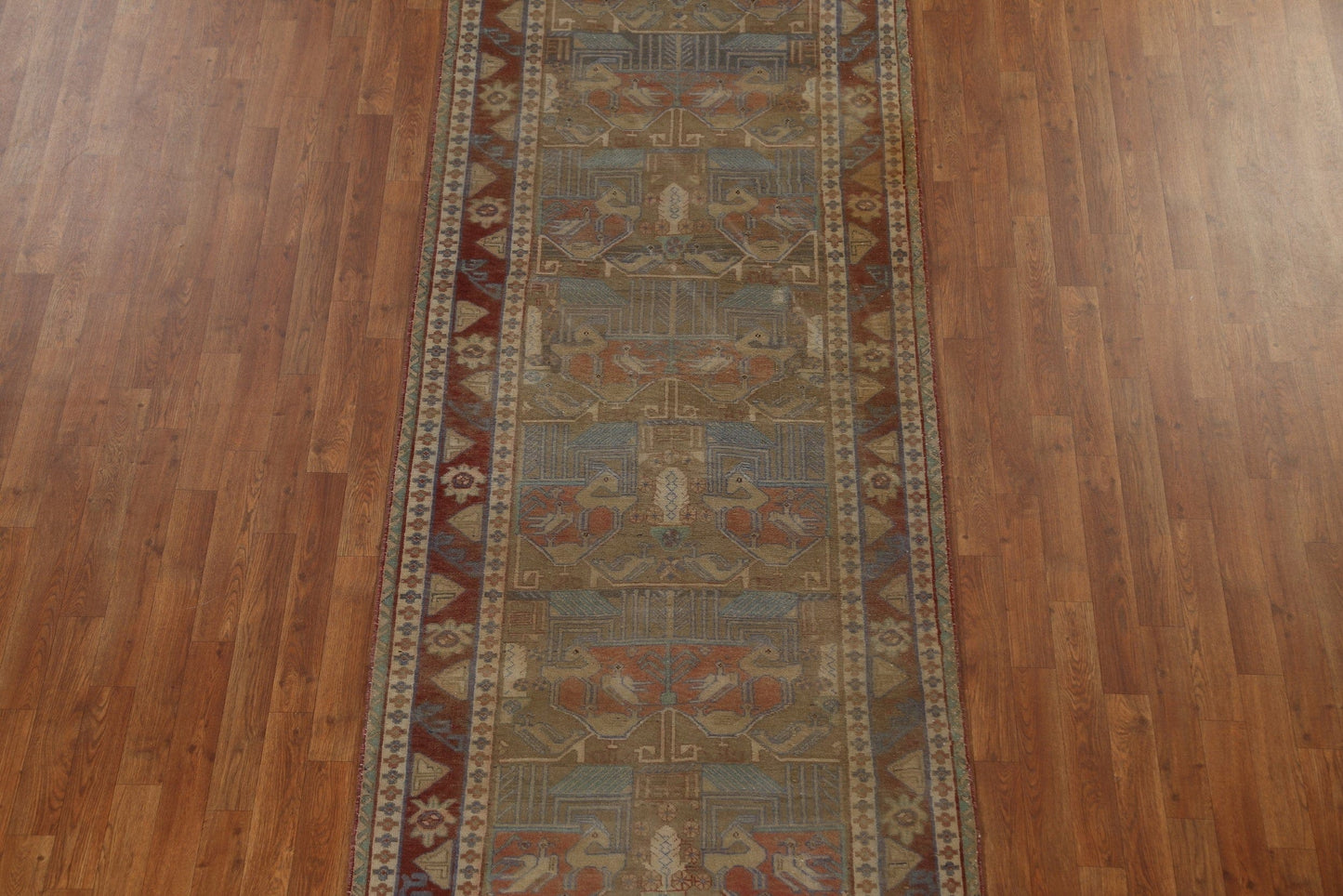 Geometric Meshkin Persian Runner Rug 4x11