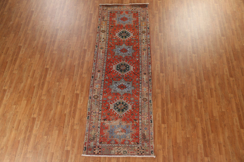 Geometric Heriz Persian Runner Rug 4x11