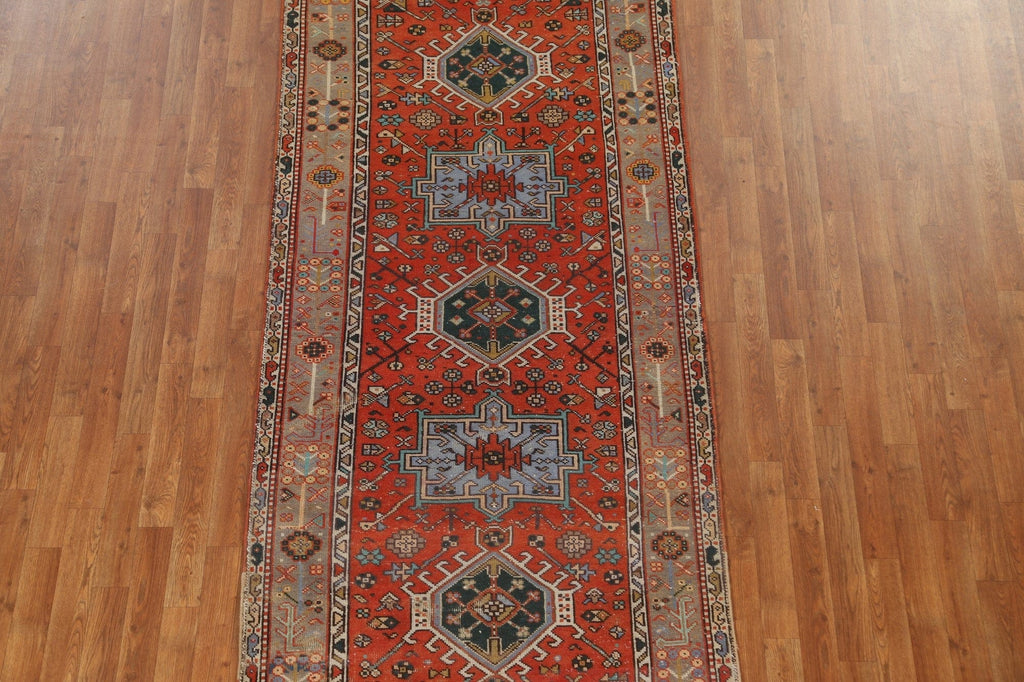 Geometric Heriz Persian Runner Rug 4x11