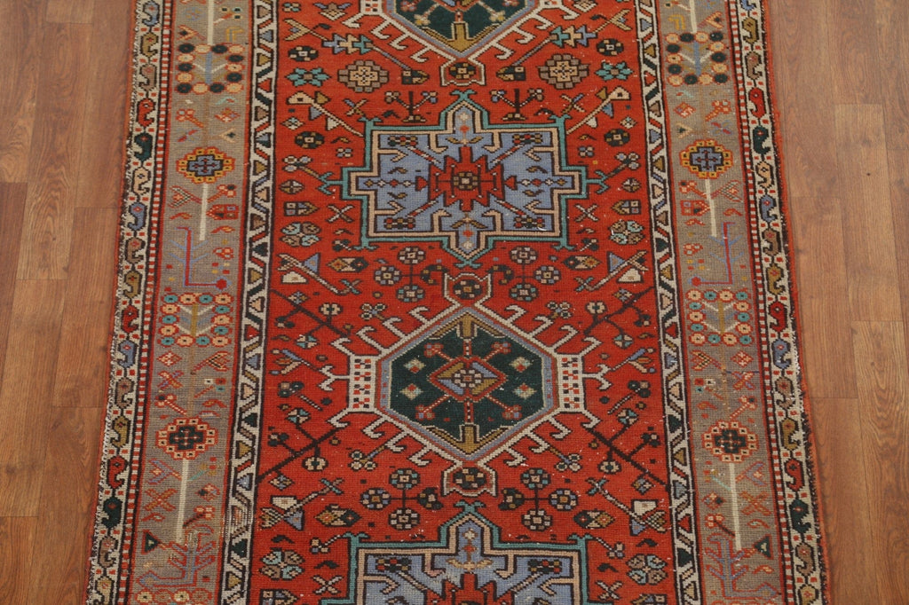 Geometric Heriz Persian Runner Rug 4x11