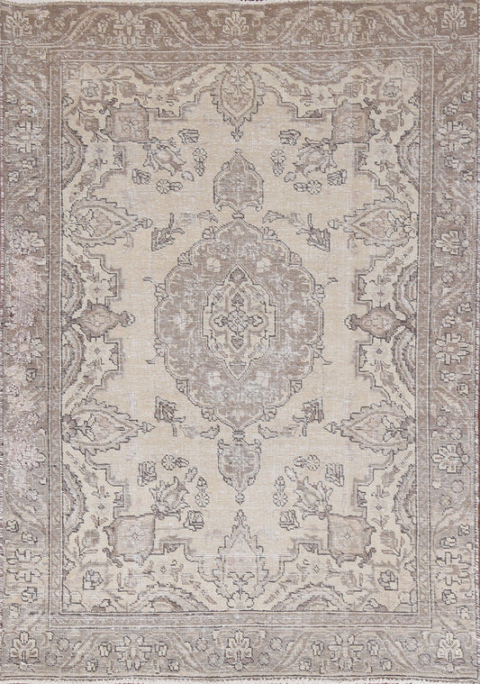 Muted Geometric Tabriz Persian Area Rug 4x6