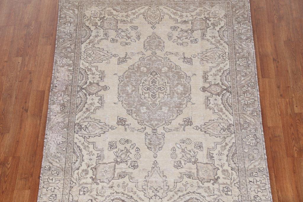 Muted Geometric Tabriz Persian Area Rug 4x6