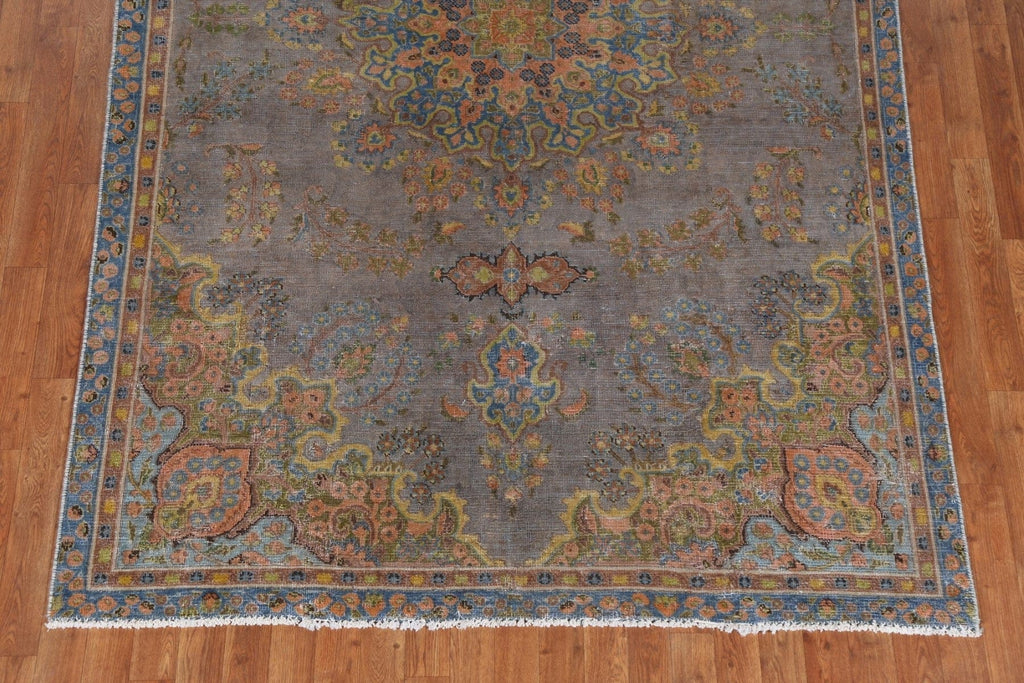 Over-Dyed Floral Mashad Persian Area Rug 6x9