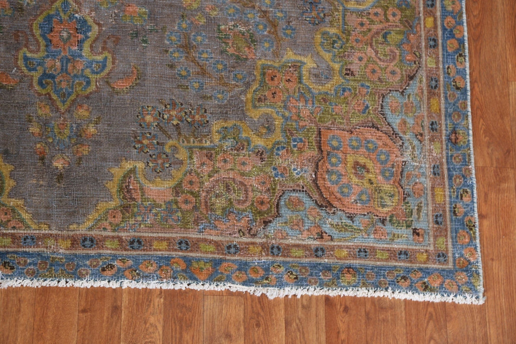 Over-Dyed Floral Mashad Persian Area Rug 6x9