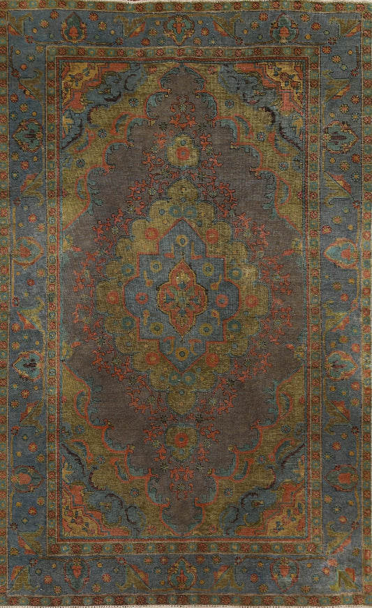 Geometric Over-Dyed Tabriz Persian Area Rug 6x10