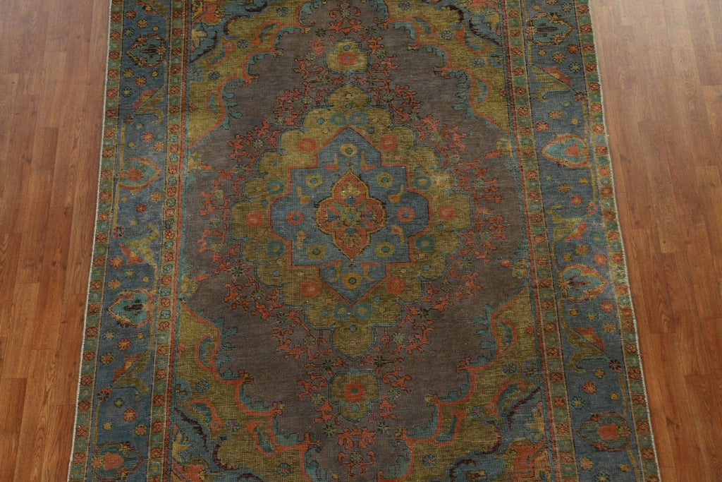 Geometric Over-Dyed Tabriz Persian Area Rug 6x10