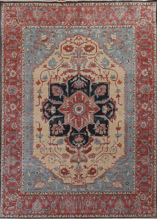 Geometric Heriz Serapi Turkish Wool Rug 8x10