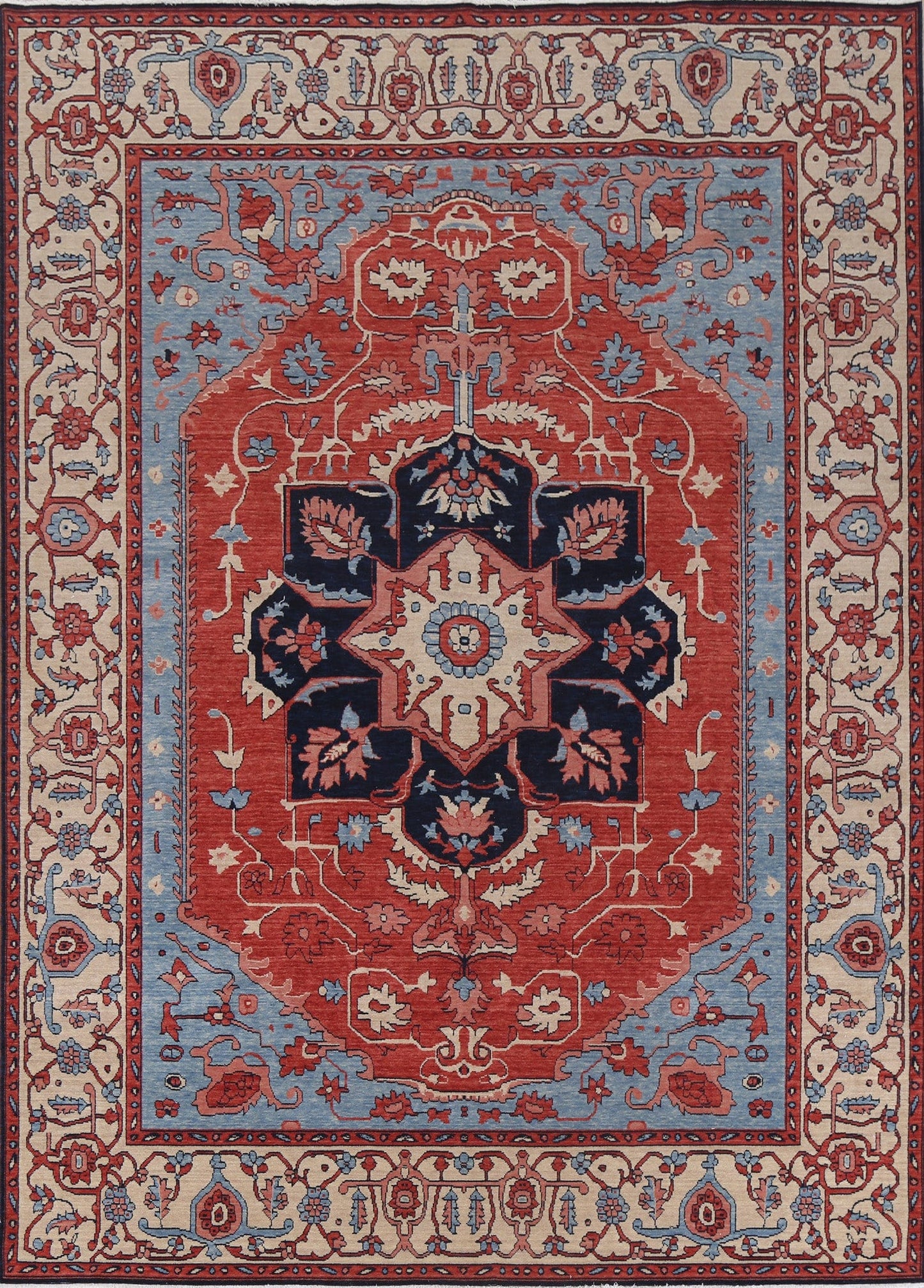 Geometric Heriz Serapi Wool Turkish Rug 8x10