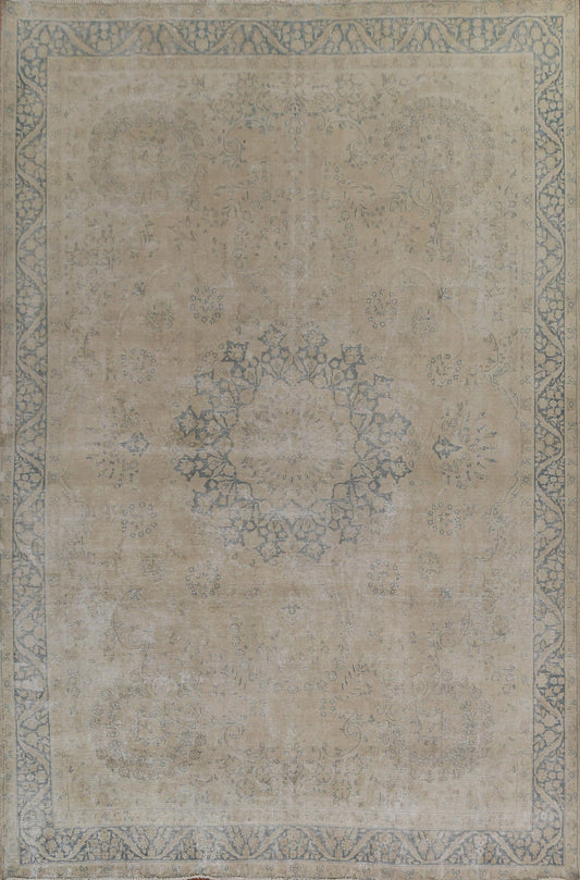 Distressed Wool Kerman Persian Area Rug 9x12