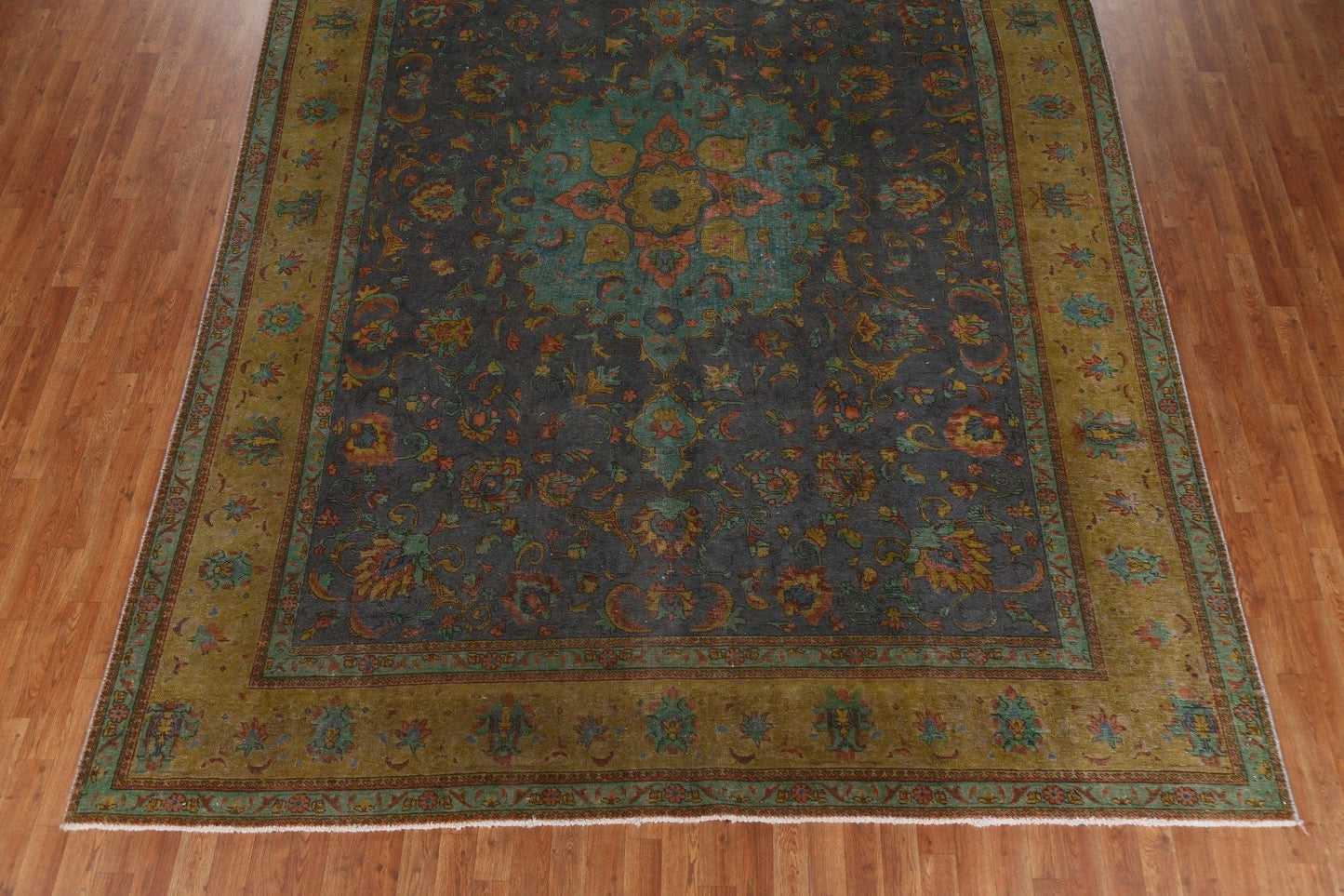 Distressed Over-Dyed Tabriz Persian Area Rug 9x13