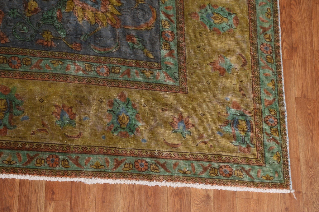 Distressed Over-Dyed Tabriz Persian Area Rug 9x13