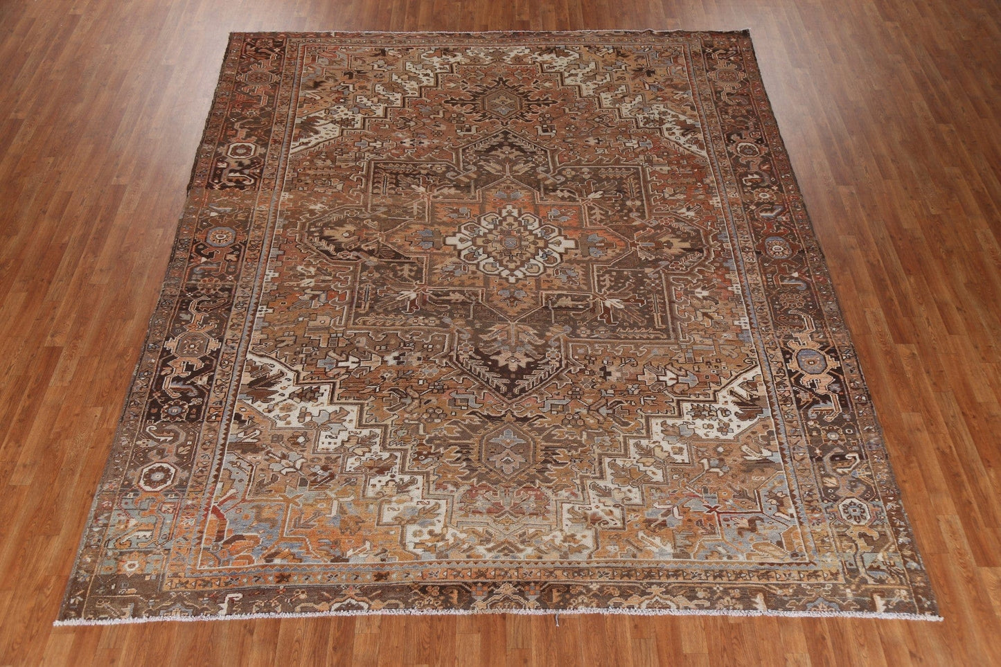 Vintage Geometric Heriz Persian Area Rug 10x12