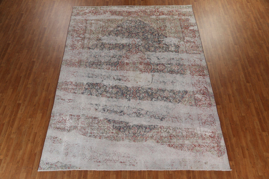 Distressed Wool Kerman Persian Area Rug 10x13