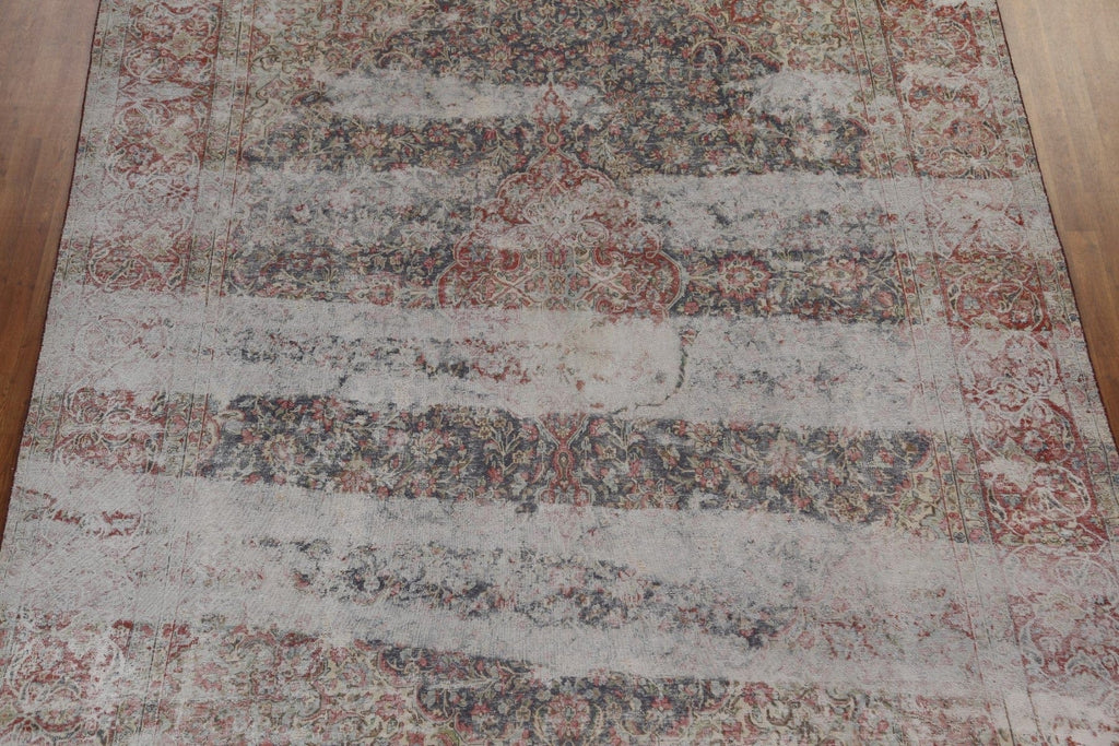 Distressed Wool Kerman Persian Area Rug 10x13