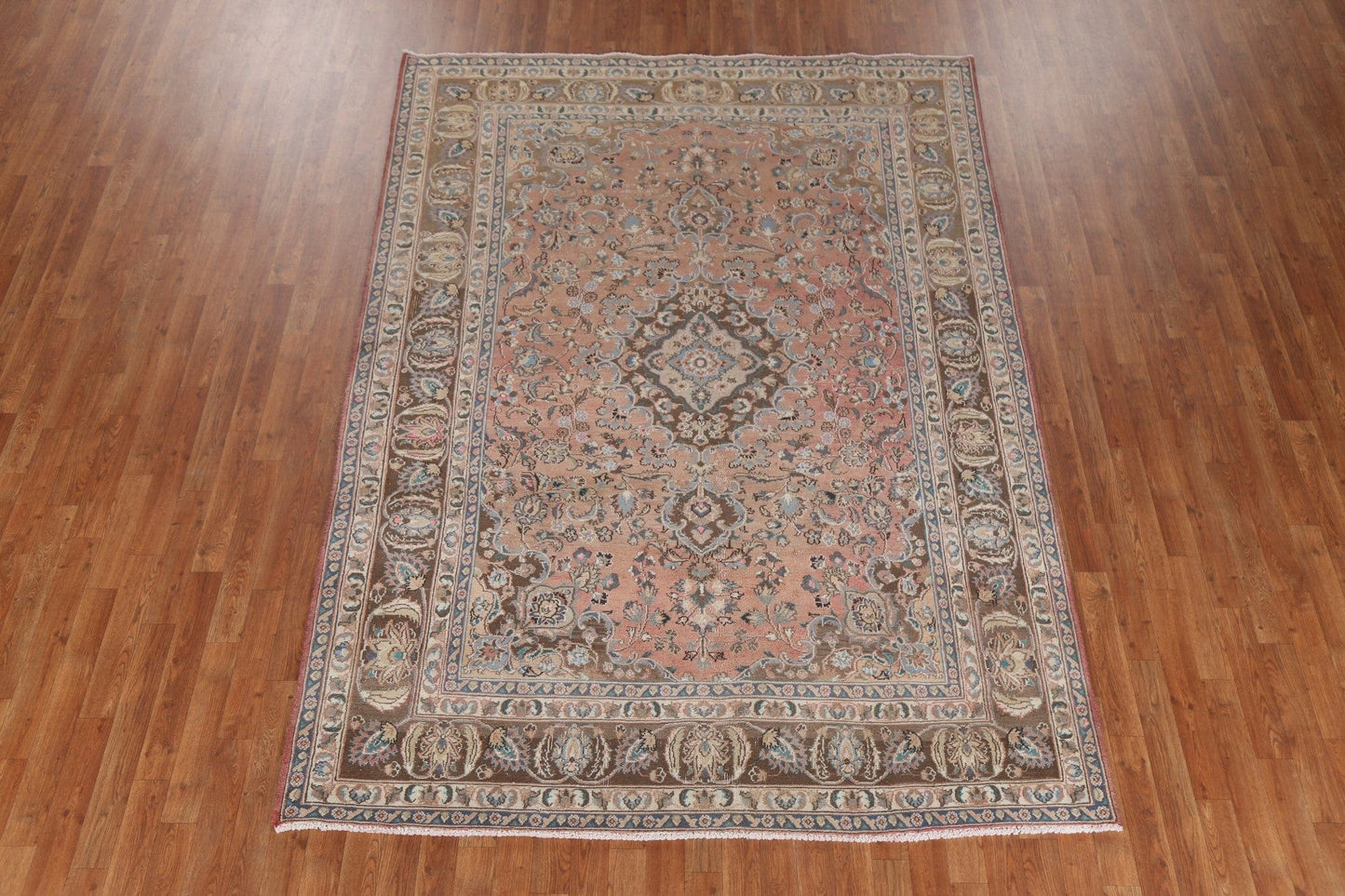 Vintage Wool Mashad Persian Area Rug 6x9