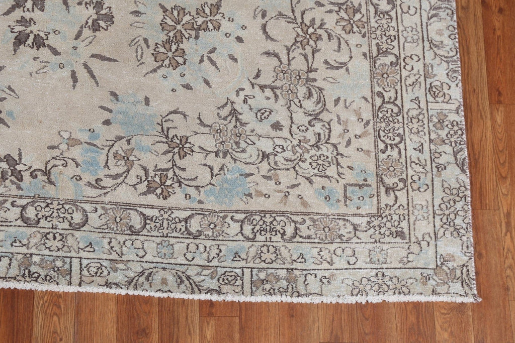 Distressed Floral Kerman Persian Area Rug 7x10