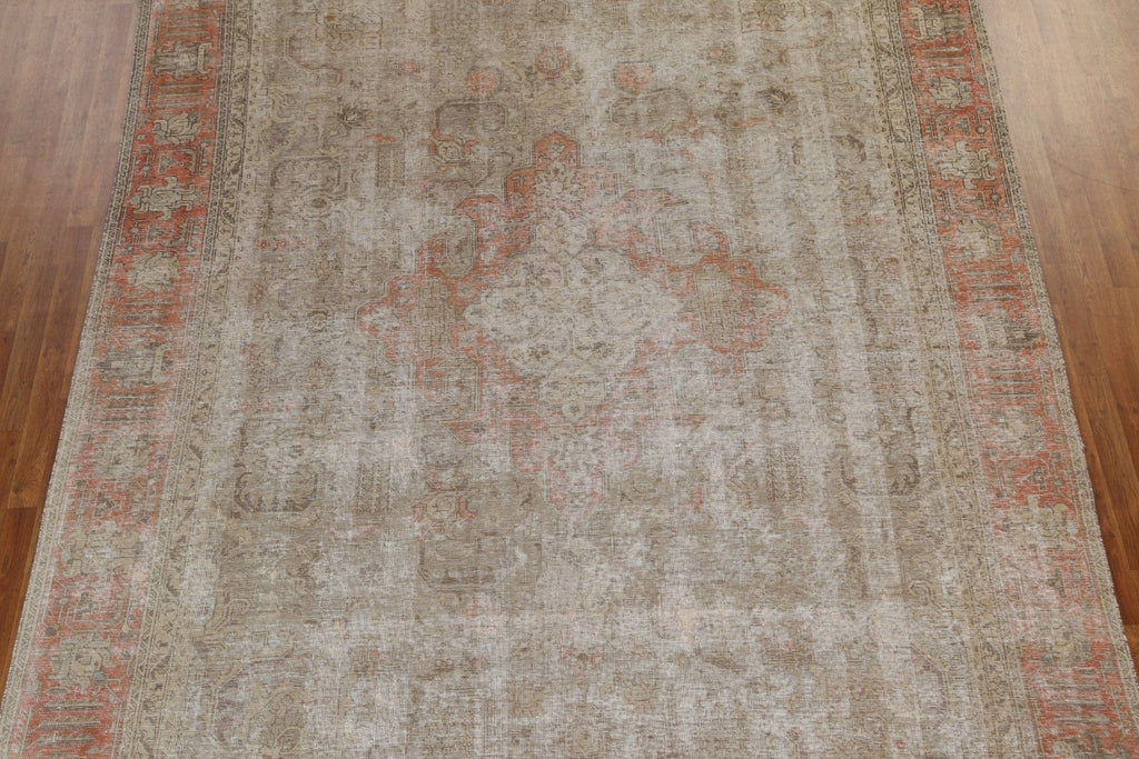 Antique Distressed Tabriz Persian Area Rug 9x13