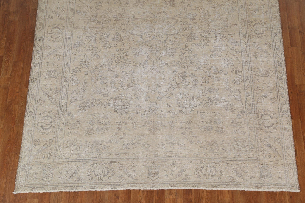 Distressed Floral Tabriz Persian Area Rug 7x9