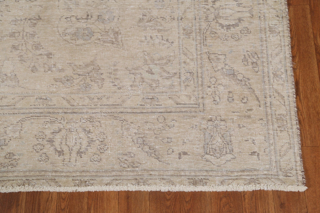 Distressed Floral Tabriz Persian Area Rug 7x9