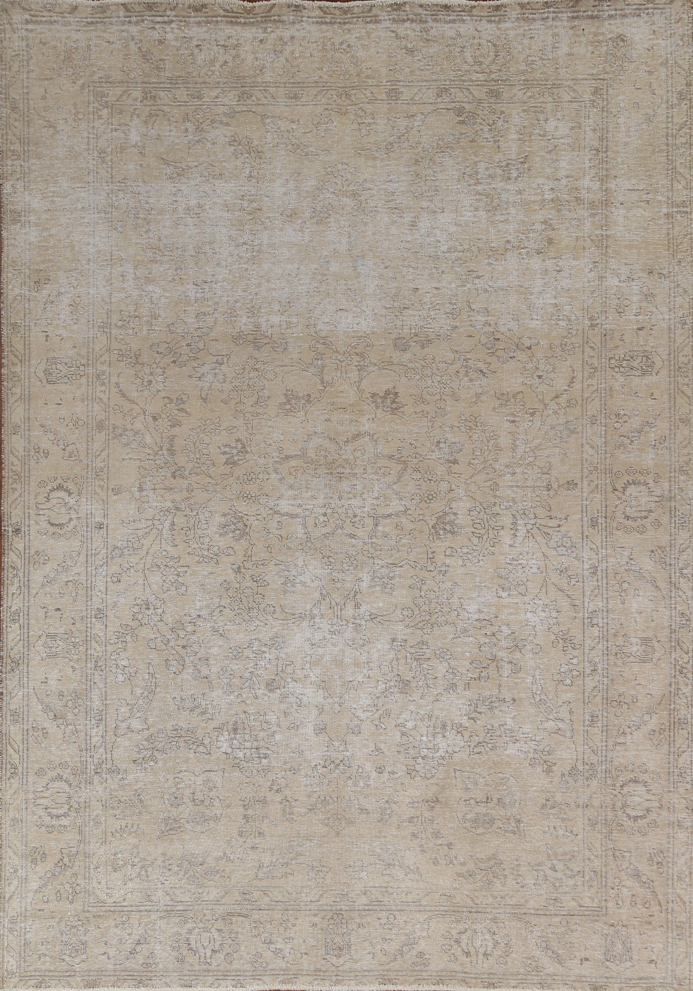 Distressed Floral Tabriz Persian Area Rug 7x9