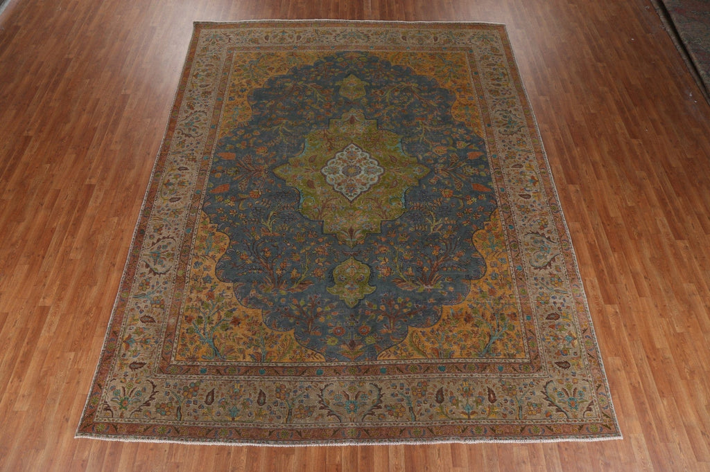 Distressed Over-Dyed Tabriz Persian Area Rug 10x13