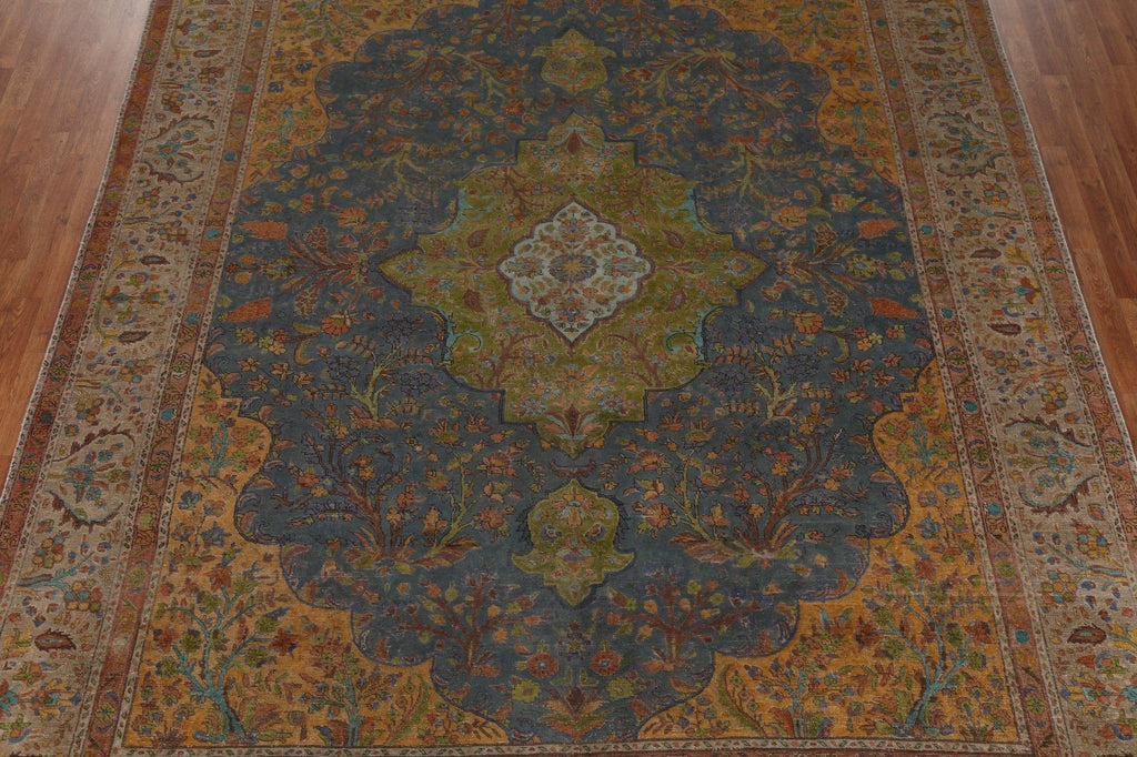 Distressed Over-Dyed Tabriz Persian Area Rug 10x13