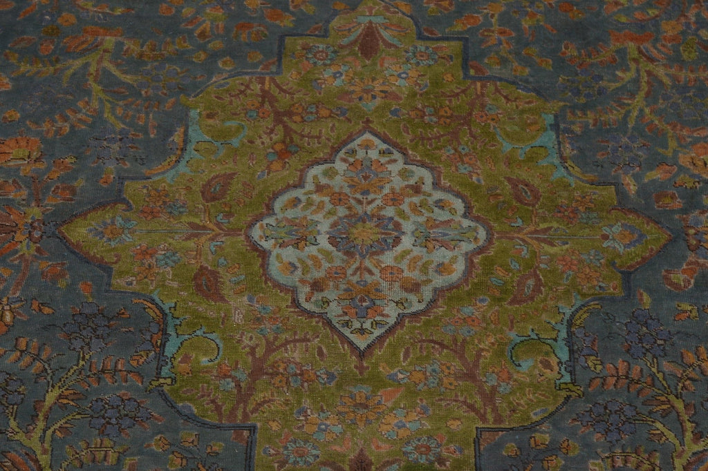 Distressed Over-Dyed Tabriz Persian Area Rug 10x13