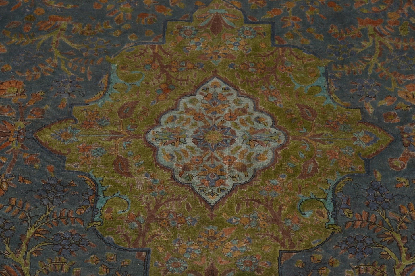 Distressed Over-Dyed Tabriz Persian Area Rug 10x13