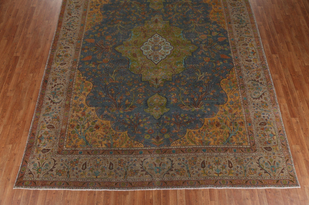 Distressed Over-Dyed Tabriz Persian Area Rug 10x13