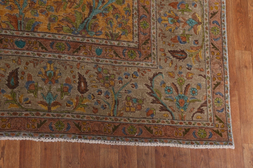 Distressed Over-Dyed Tabriz Persian Area Rug 10x13