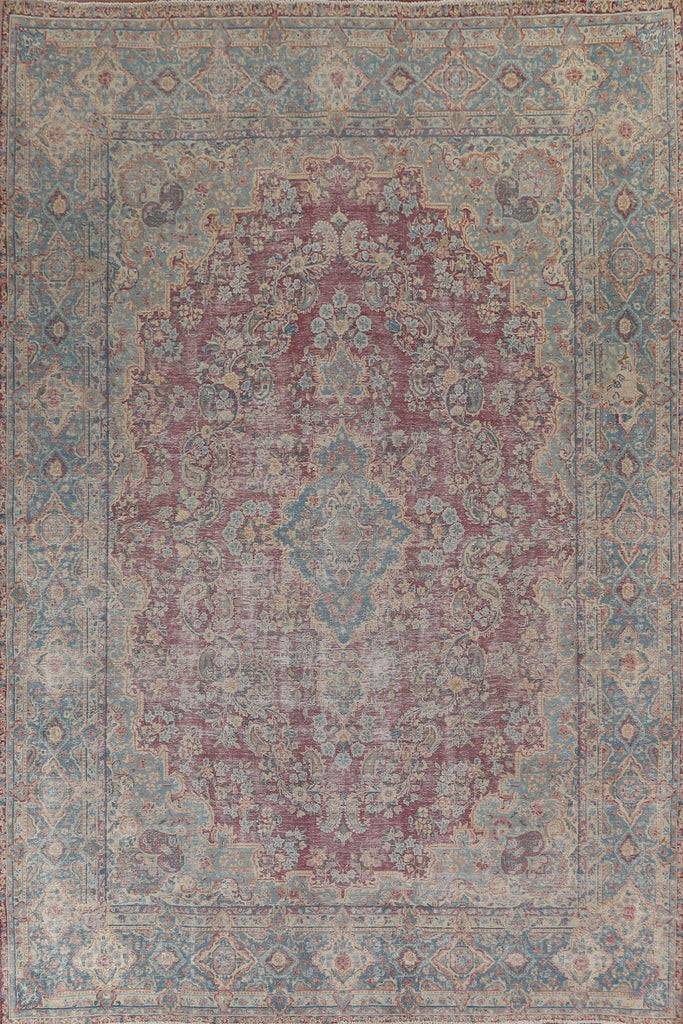 Vintage Floral Kerman Persian Wool Rug 10x13