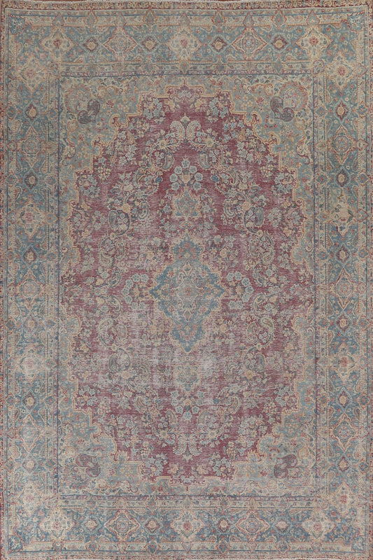 Vintage Floral Kerman Persian Wool Rug 10x13