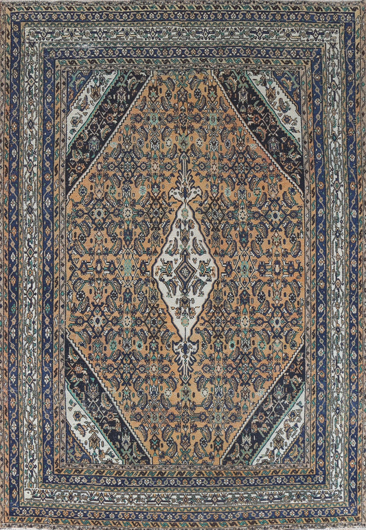 Geometric Wool Hamedan Persian Area Rug 9x11