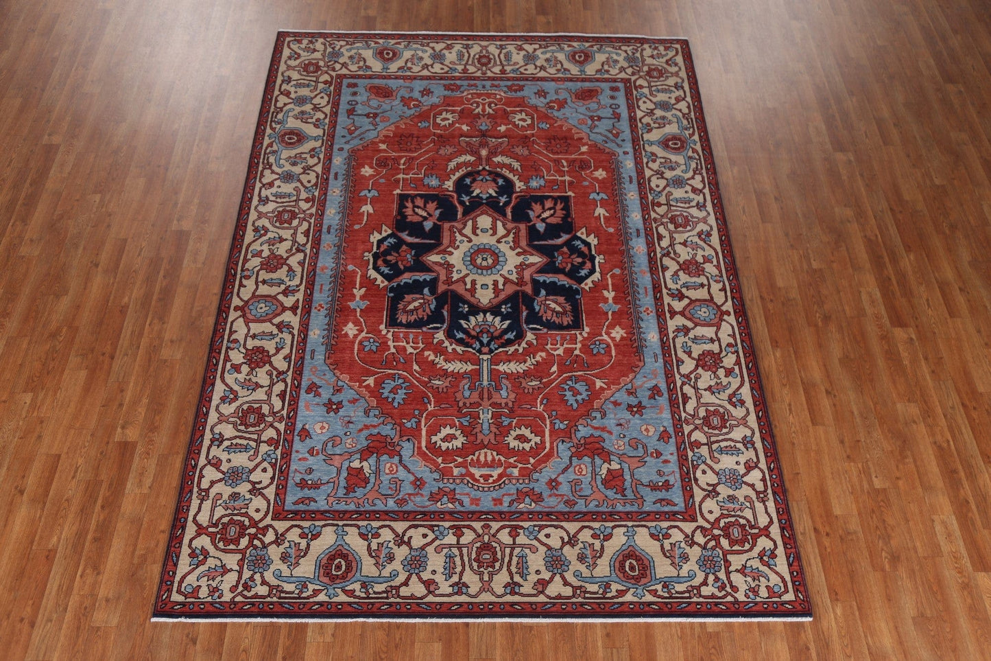 Red Geometric Heriz Serapi Oriental Area Rug 7x10