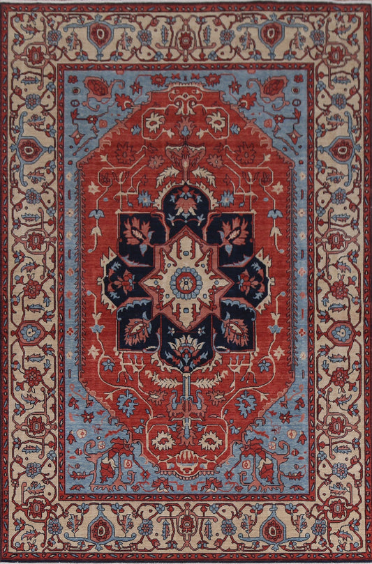 Red Geometric Heriz Serapi Oriental Area Rug 7x10