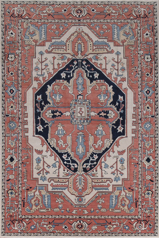 Geometric Heriz Serapi Turkish Wool Area Rug 7x10