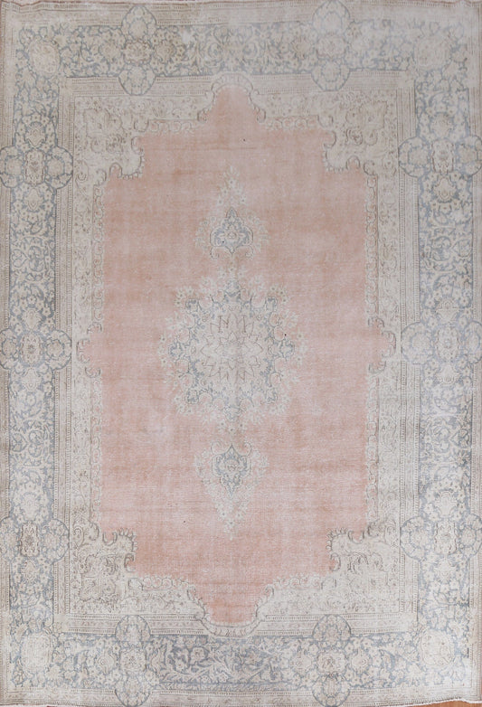 Muted Distressed Kerman Persian Area Rug 10x13