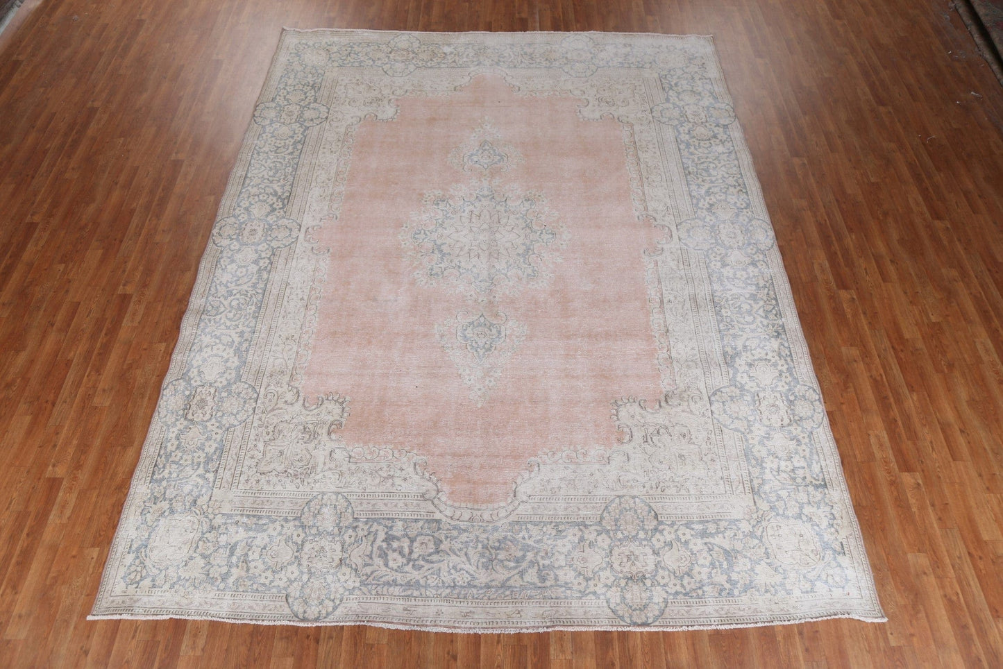 Muted Distressed Kerman Persian Area Rug 10x13