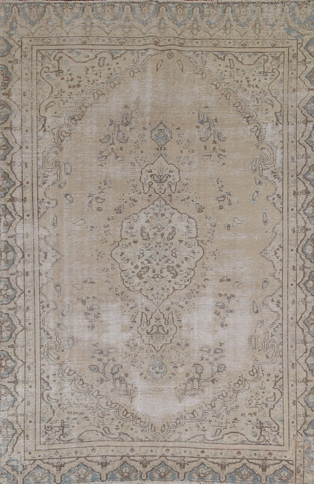 Distressed Wool Kerman Persian Area Rug 6x9