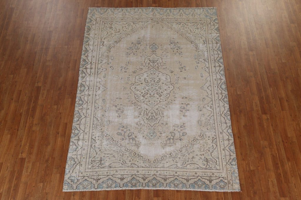 Distressed Wool Kerman Persian Area Rug 6x9