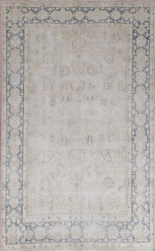 Distressed Floral Kerman Persian Area Rug 7x10