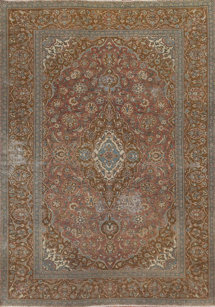 Floral Handmade Kashan Persian Area Rug 7x9