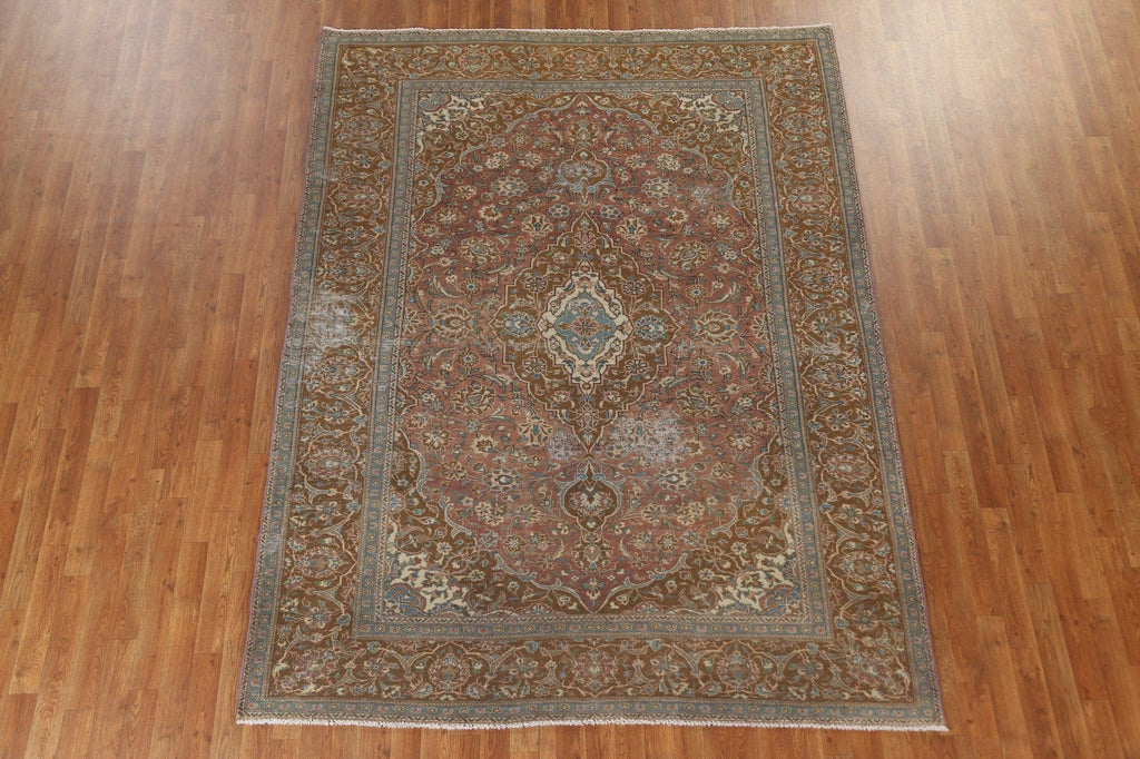 Floral Handmade Kashan Persian Area Rug 7x9