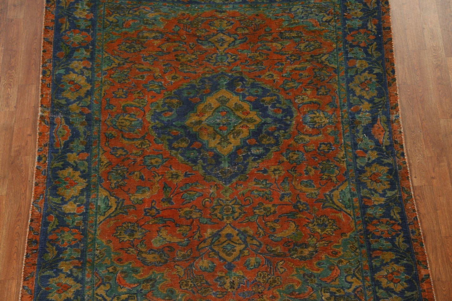 Floral Over-Dyed Kashan Persian Area Rug 6x7