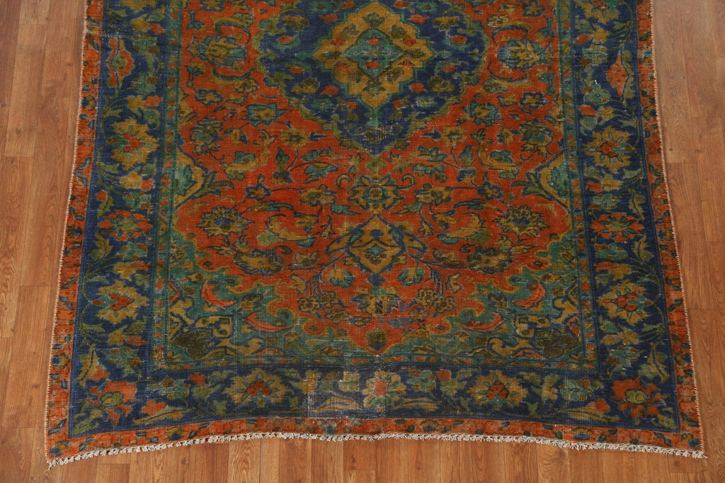 Floral Over-Dyed Kashan Persian Area Rug 6x7