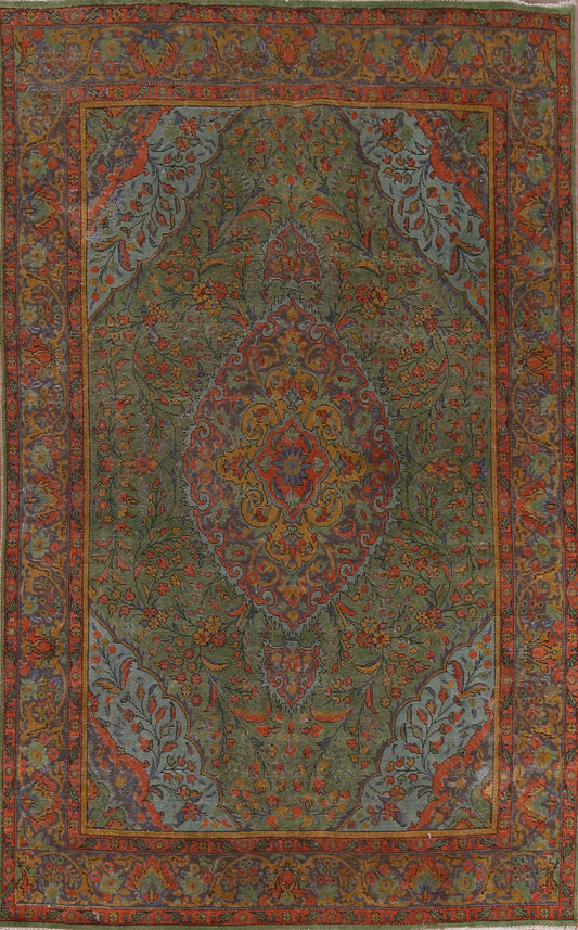 Overdyed Floral Tabriz Persian Area Rug 7x10