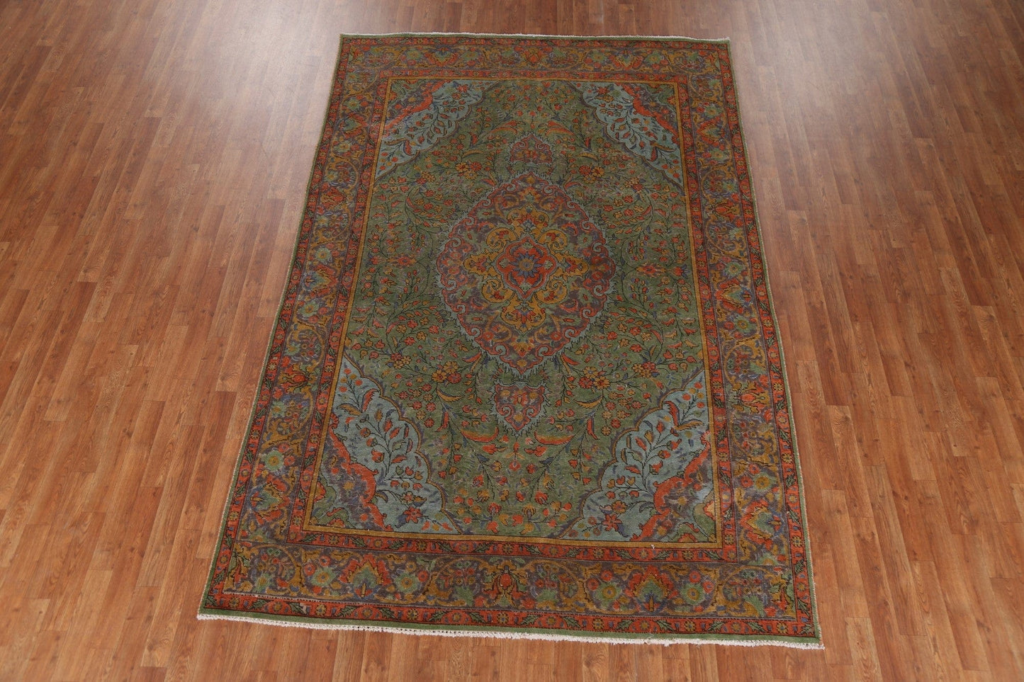 Overdyed Floral Tabriz Persian Area Rug 7x10