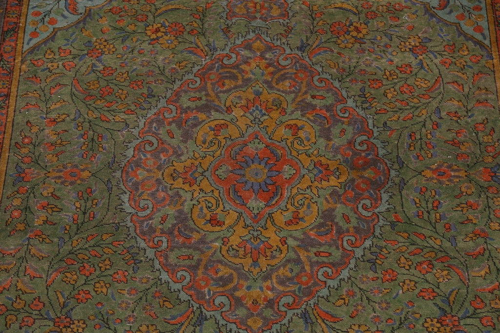 Overdyed Floral Tabriz Persian Area Rug 7x10