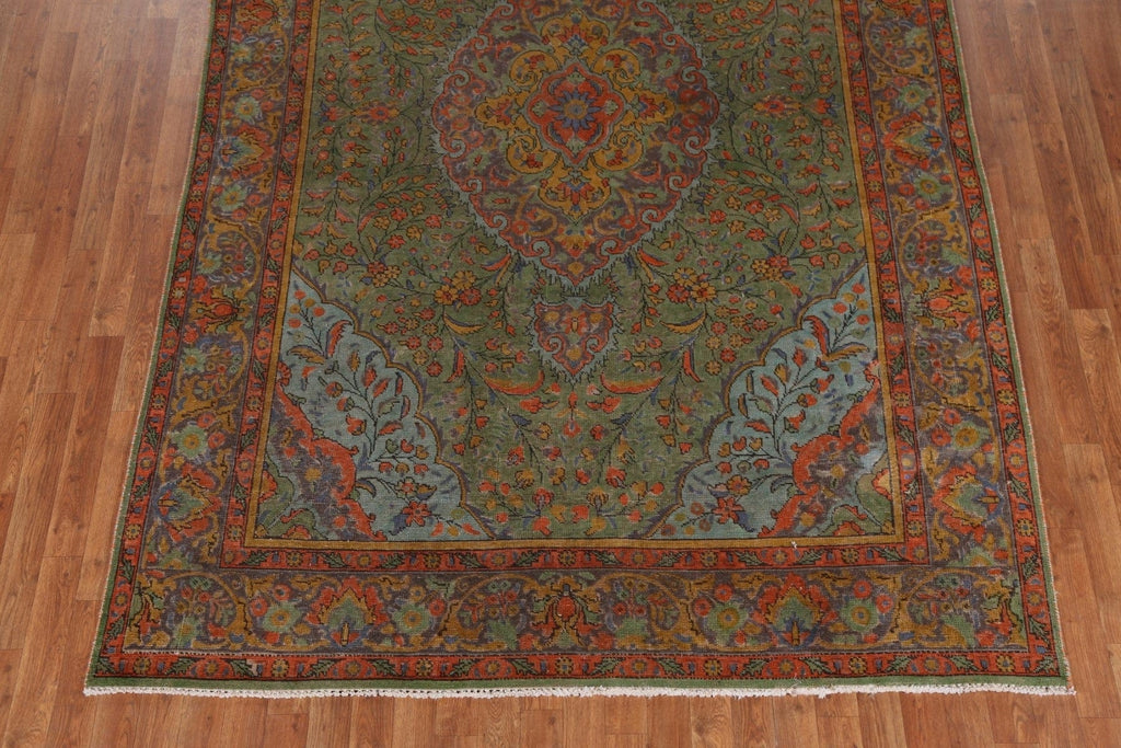 Overdyed Floral Tabriz Persian Area Rug 7x10