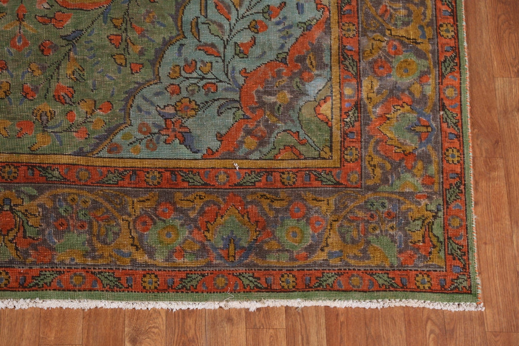 Overdyed Floral Tabriz Persian Area Rug 7x10